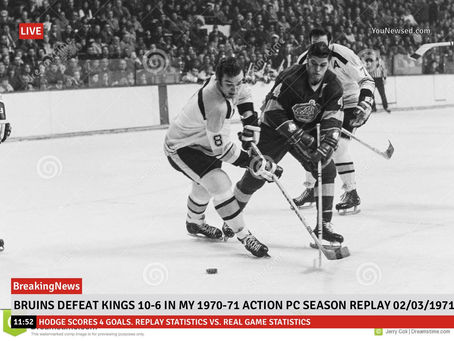 BOSTON BRUINS AND KEN HODGE HAVE MONSTER DAY IN MY ACTION PC HOCKEY SEASON REPLAY 02/03/1971