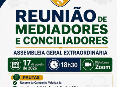 REUNIÃO VIRTUAL DE MEDIADORES E CONCILIADORES 17/08/26