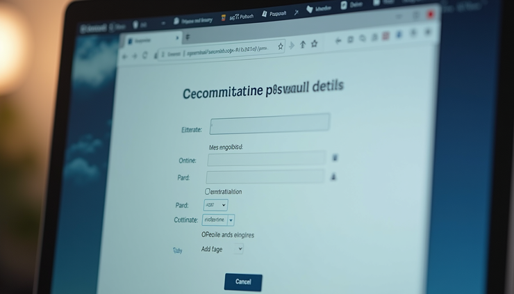 Close-up view of a computer screen showing an online PSC update form