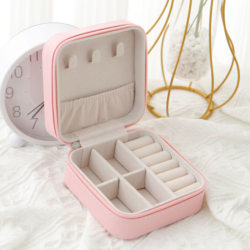Miniatura: 1pcs Single Layer Storage Box Ladies Travel Leather Jewelry Box Classic Black Pu