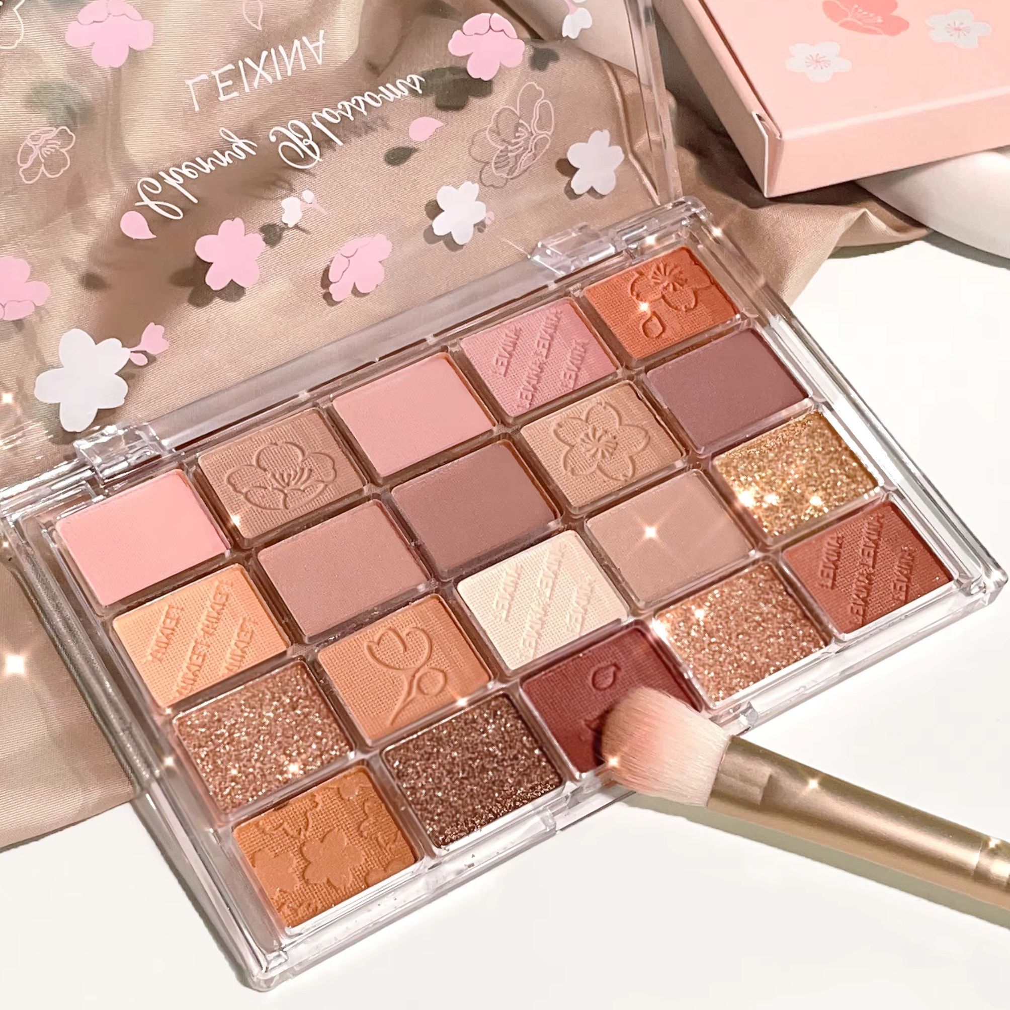 20 color eyeshadow tray, matte shimmer high pigment makeup, multi-color brown to