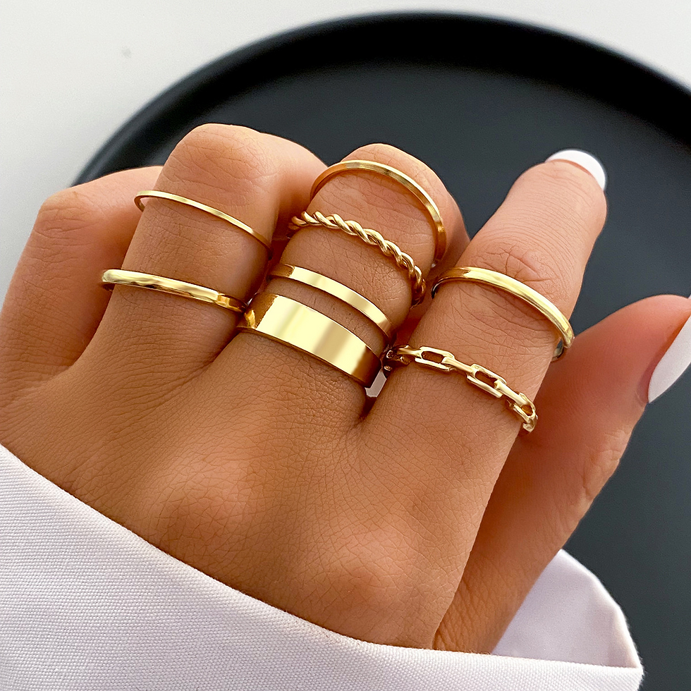 Thumbnail: 58PCS Vintage Heart Snake Butterfly Rings Set for Women Fashion Metal Gold Plate
