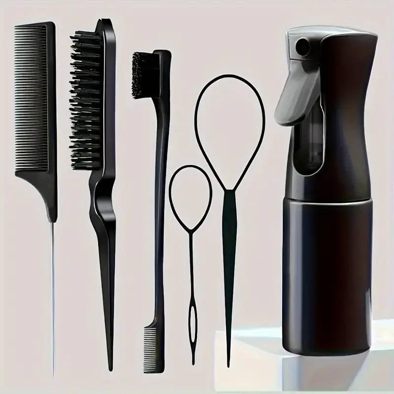 Miniatura: 6pcs/Set Hair Brush Set Hairdressing Spray Bottle Hair Braiding Loop Rat Tail Co