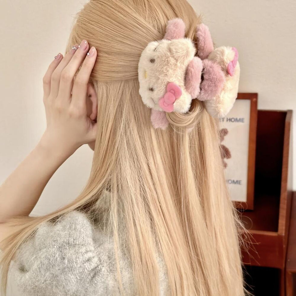 Thumbnail: Ctue Anime Brown Kitty Plush Hair Claw Shark Clip Barrettes Crab Hair Clips For 