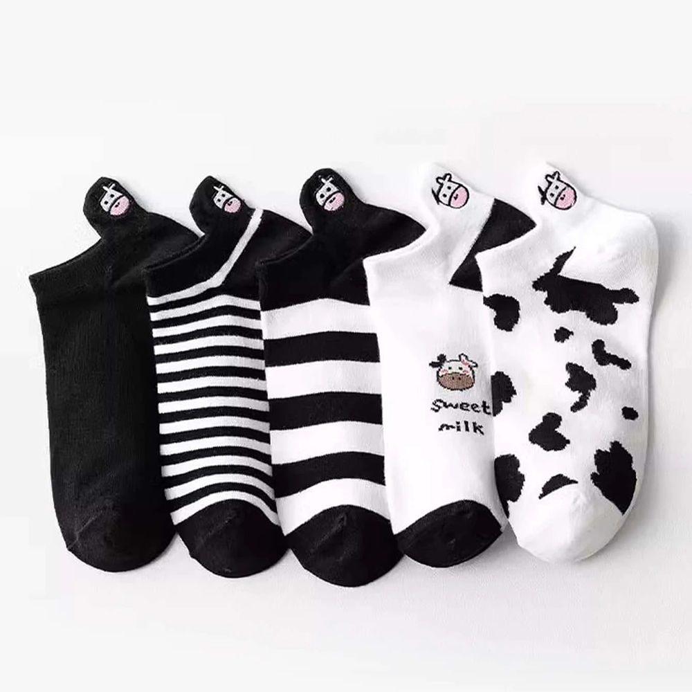5 Pairs/Lot Summer Women Cartoon Short Socks Animal Print Low Tube Cool Socks Se