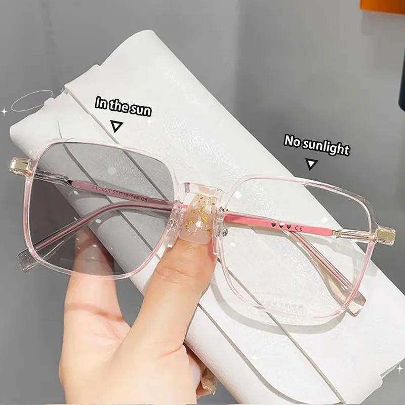 Thumbnail: Photochromic Anti Radiation Glasses Metal Eyeglass For Woman Men