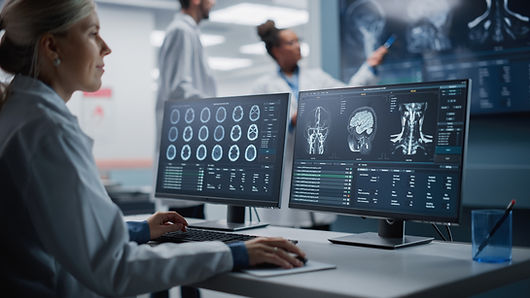 Medical Hospital Health Care Lab_ Portrait of Female Medical Scientist Using Computer with