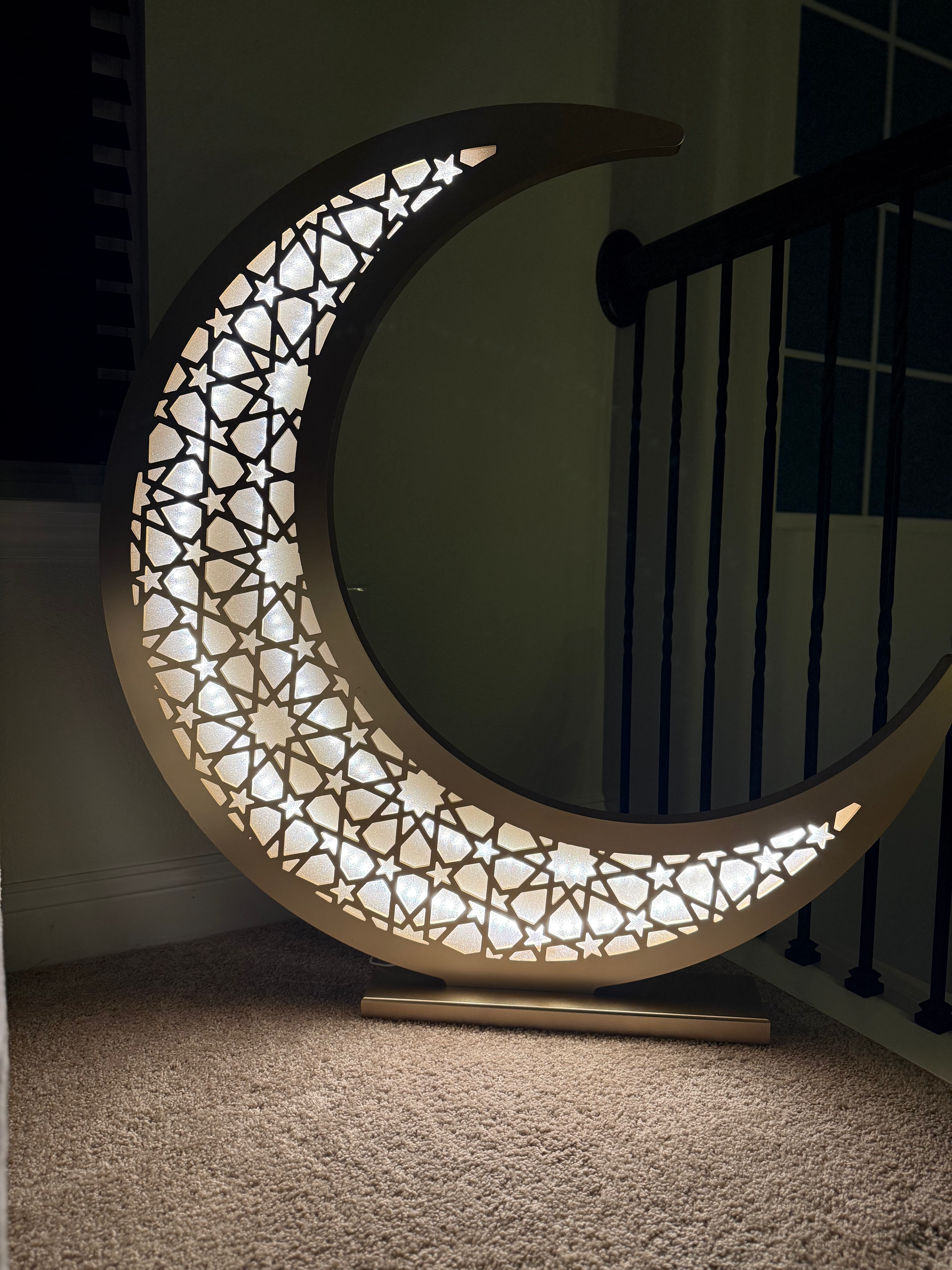 Ramadan Wooden Crescent Moon with Light- Available in 3 Sizes