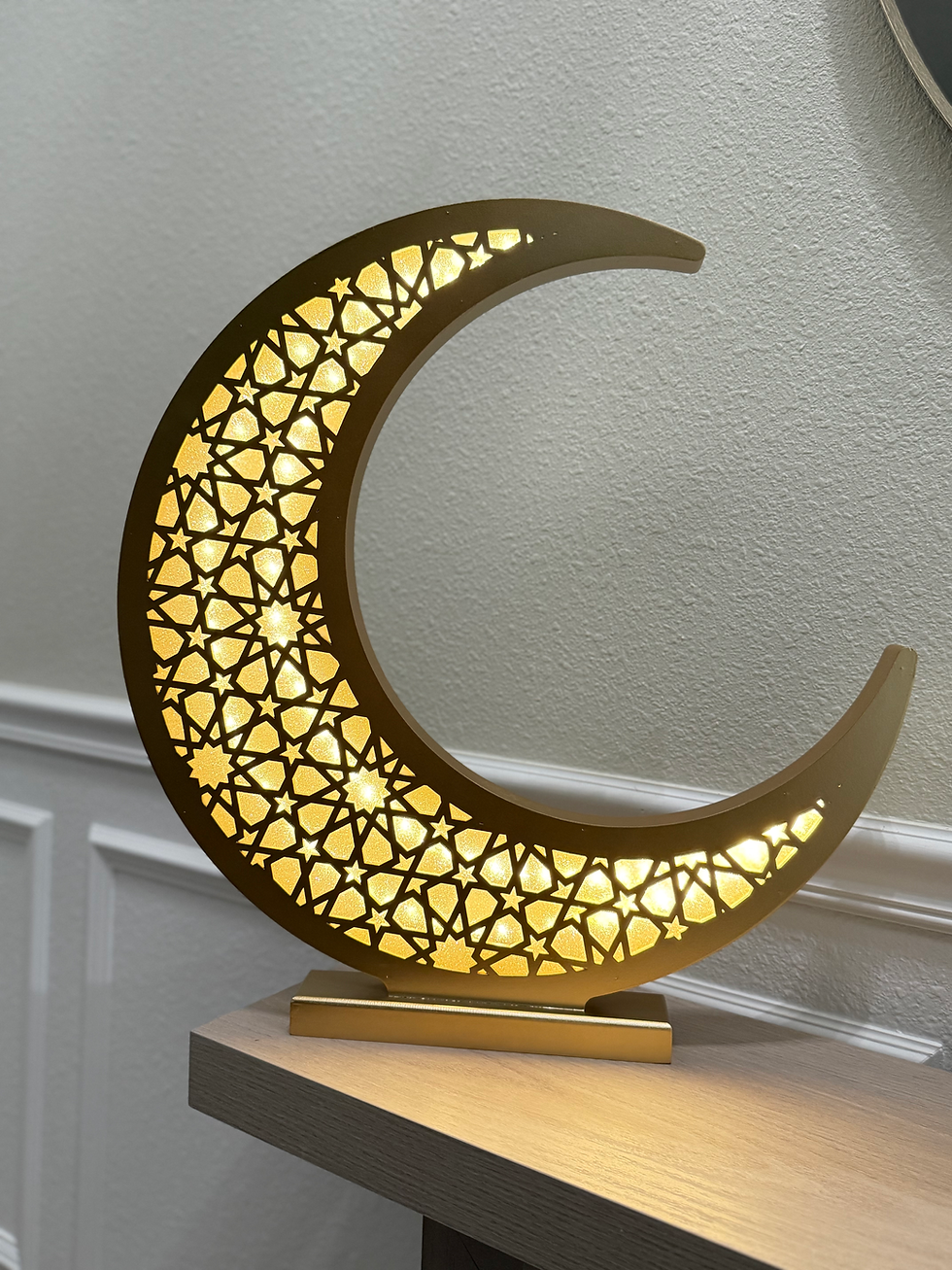 Thumbnail: Ramadan Wooden Crescent Moon with Light- Available in 3 Sizes