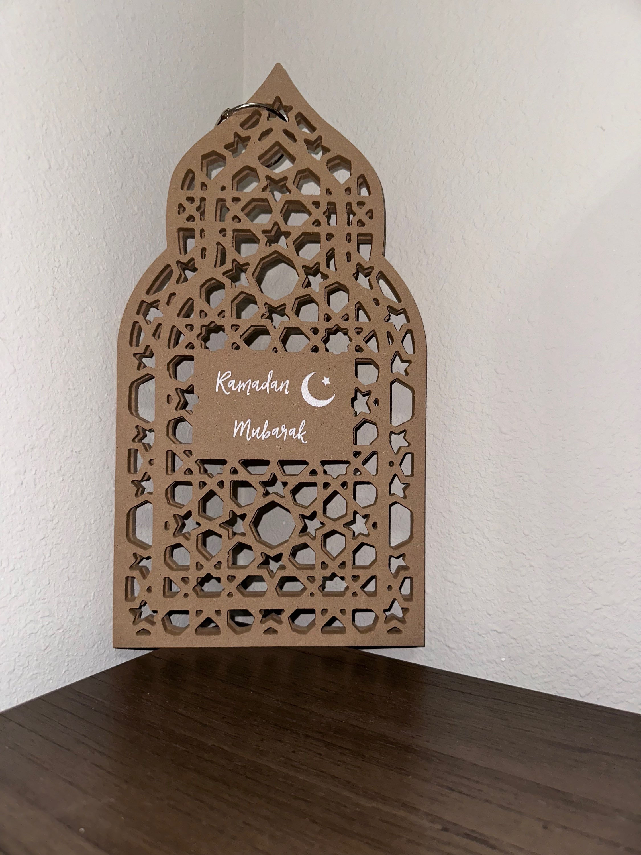 2 piece Ramadan and Eid Mubarak wooden stands 