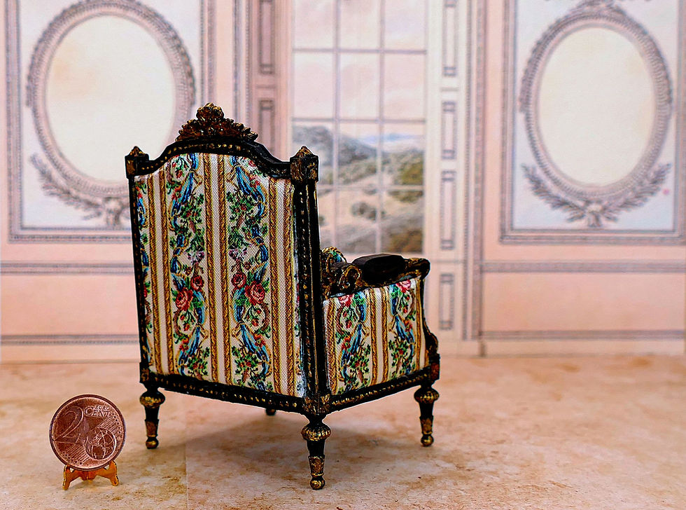 Miniature : Fauteuil Bergère 18ème - miniature à l'échelle 1:12 pour maison