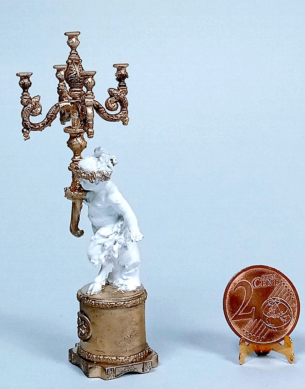 Miniature : Paire de candélabres faune blanc - miniature échelle 1:12 pour maison de poupée