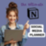 Young woman endorsing Notion Social Media Planner