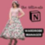 Woman in floral print dress and pink headband with Wardrobe Manager logo.