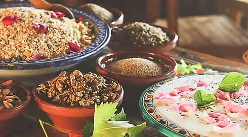 Vegetarian granola nuts and yoghurt breakfast.webp