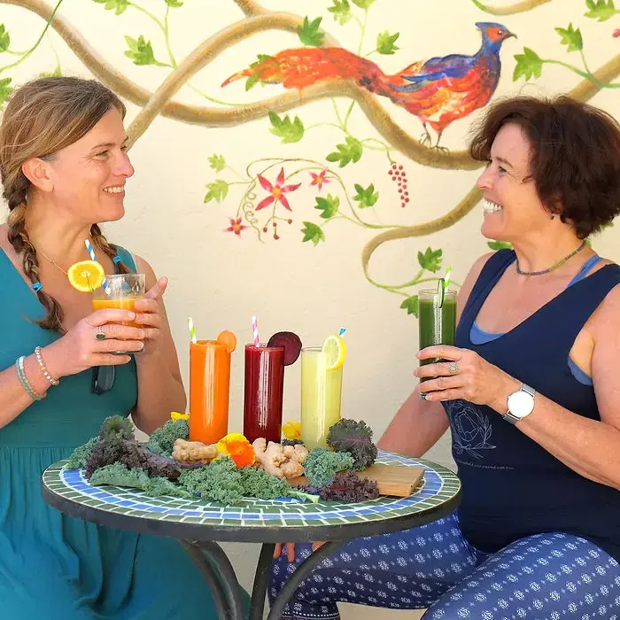 two yogis at our retreat cafe