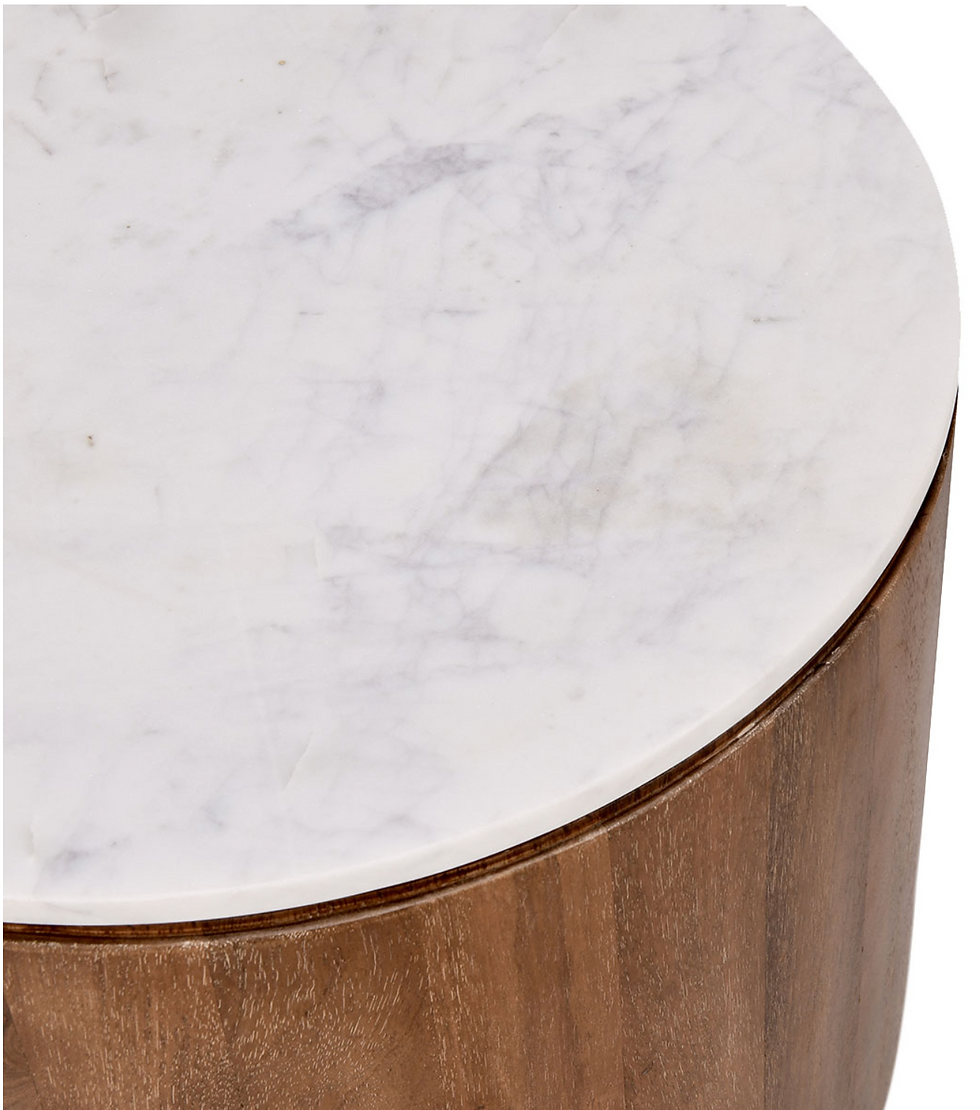 Josie Round End Table Top View of Marble