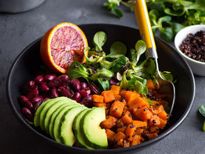 A bowl of colourful vegan foods