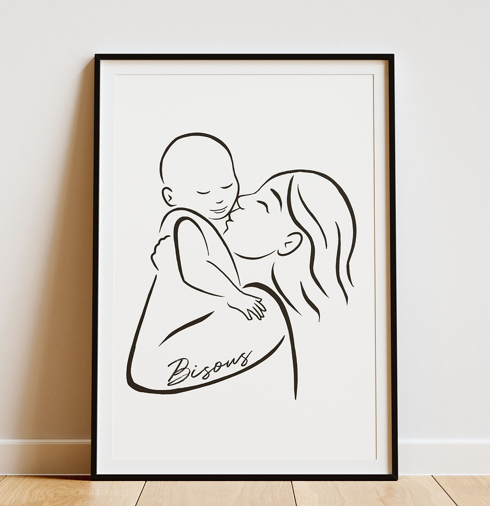 dessin au trait line art materntié amour