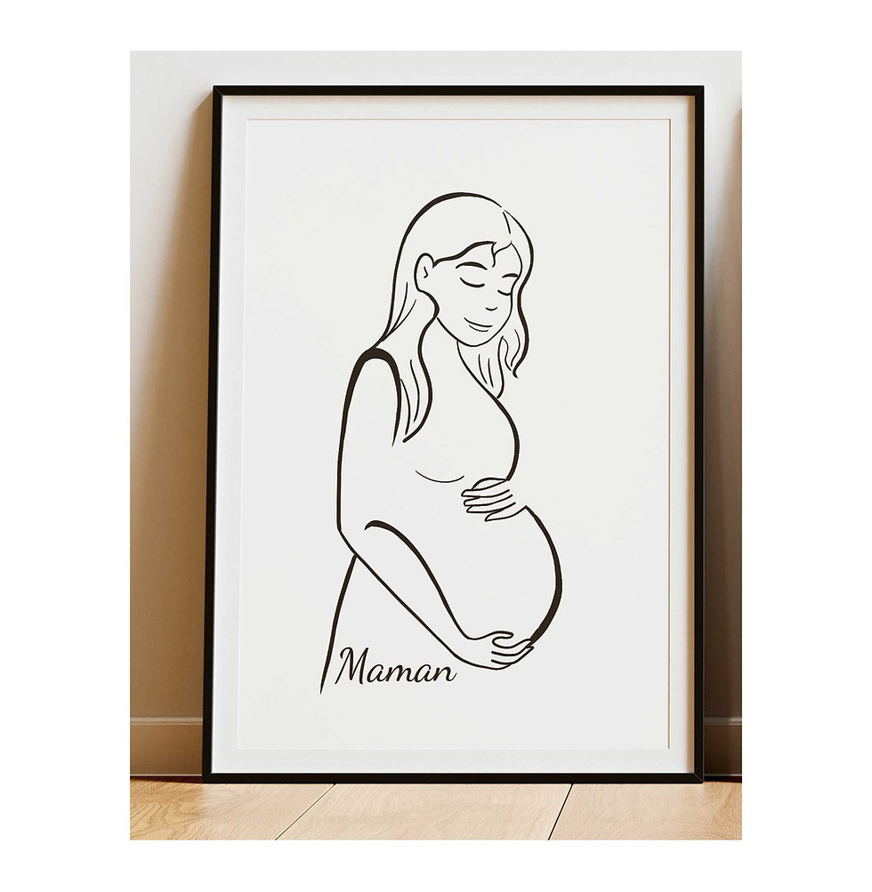 Illustration line art maternité