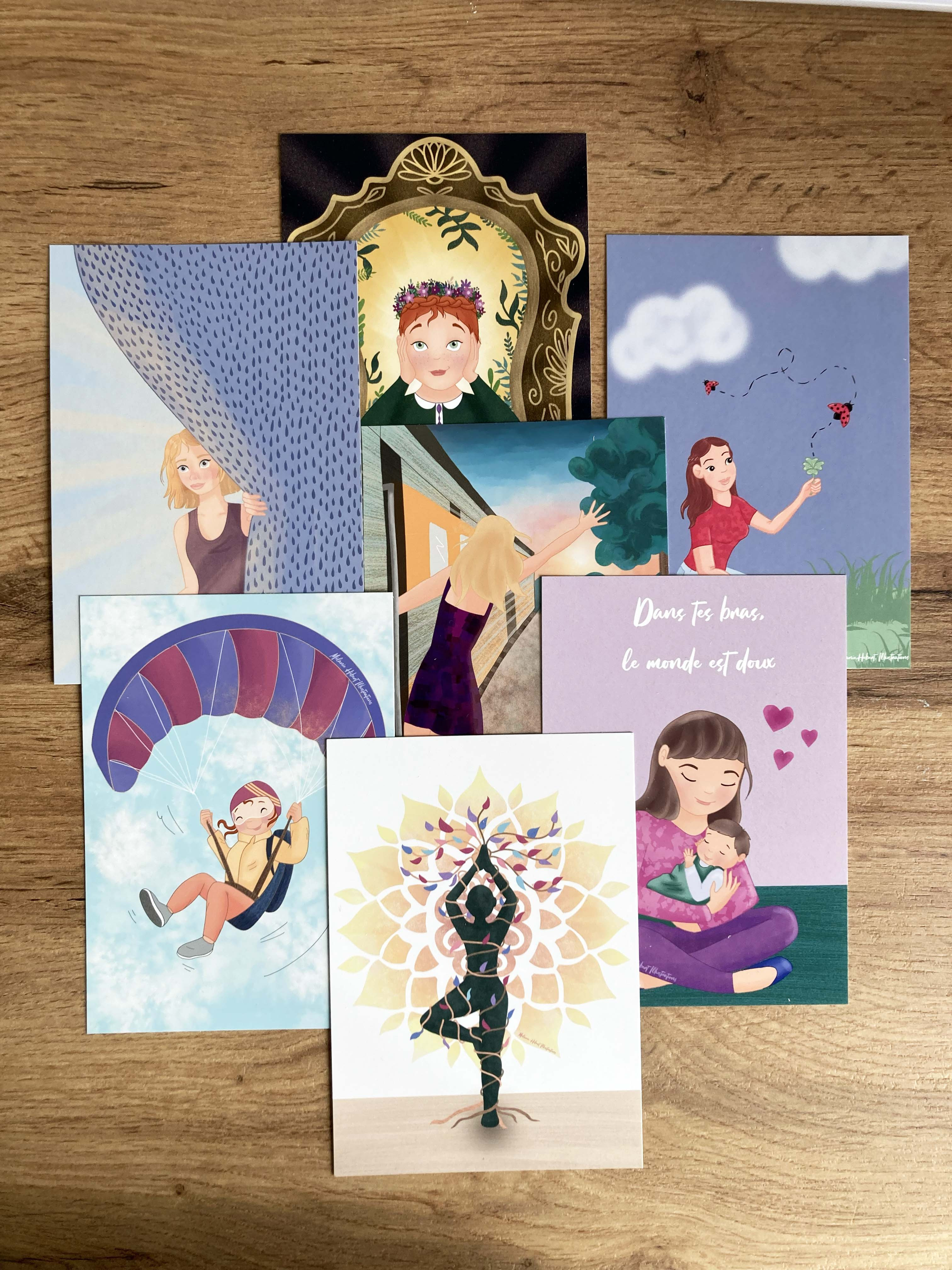 lot de cartes postales illustrées