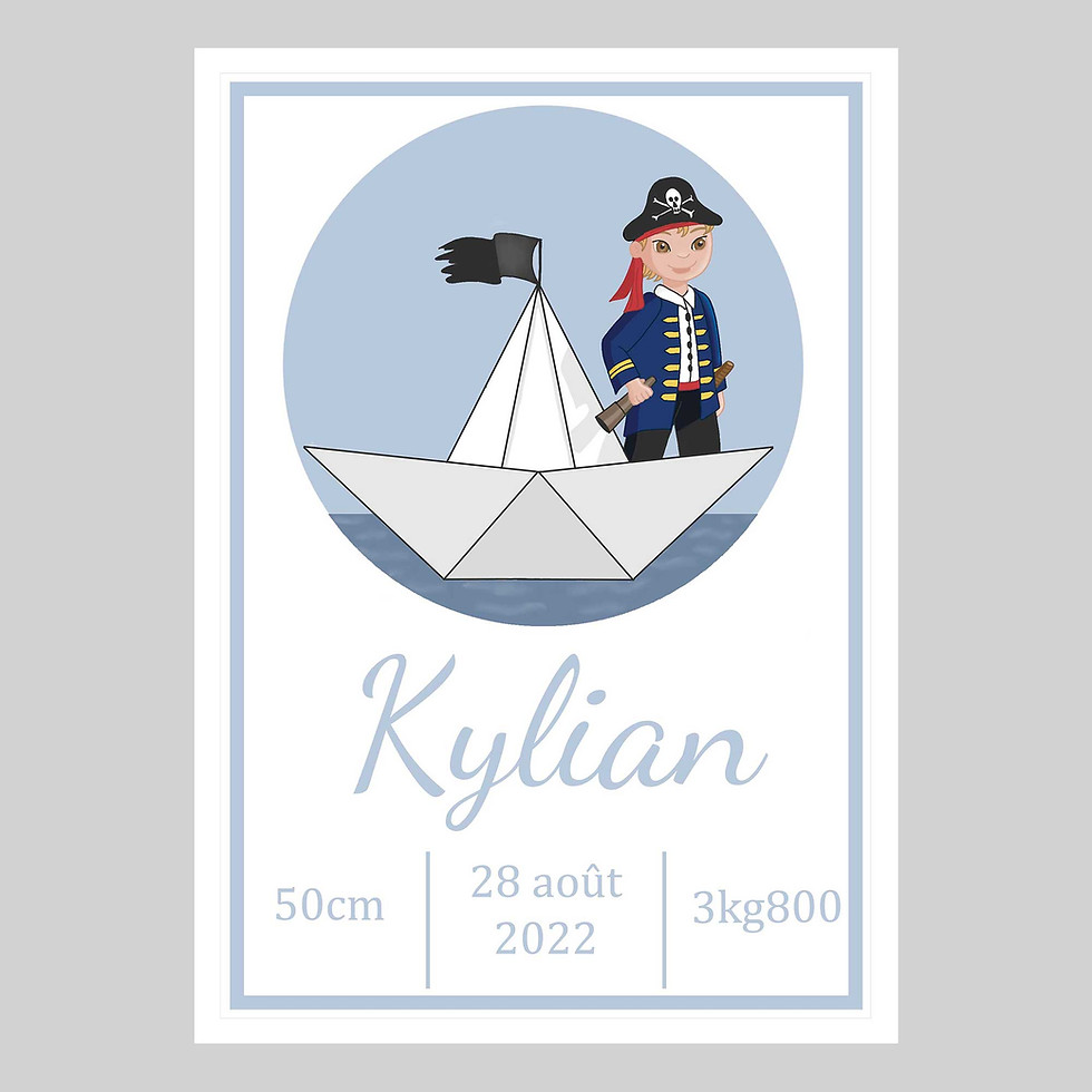 Miniature : affiche de naissance personnalisée pirate