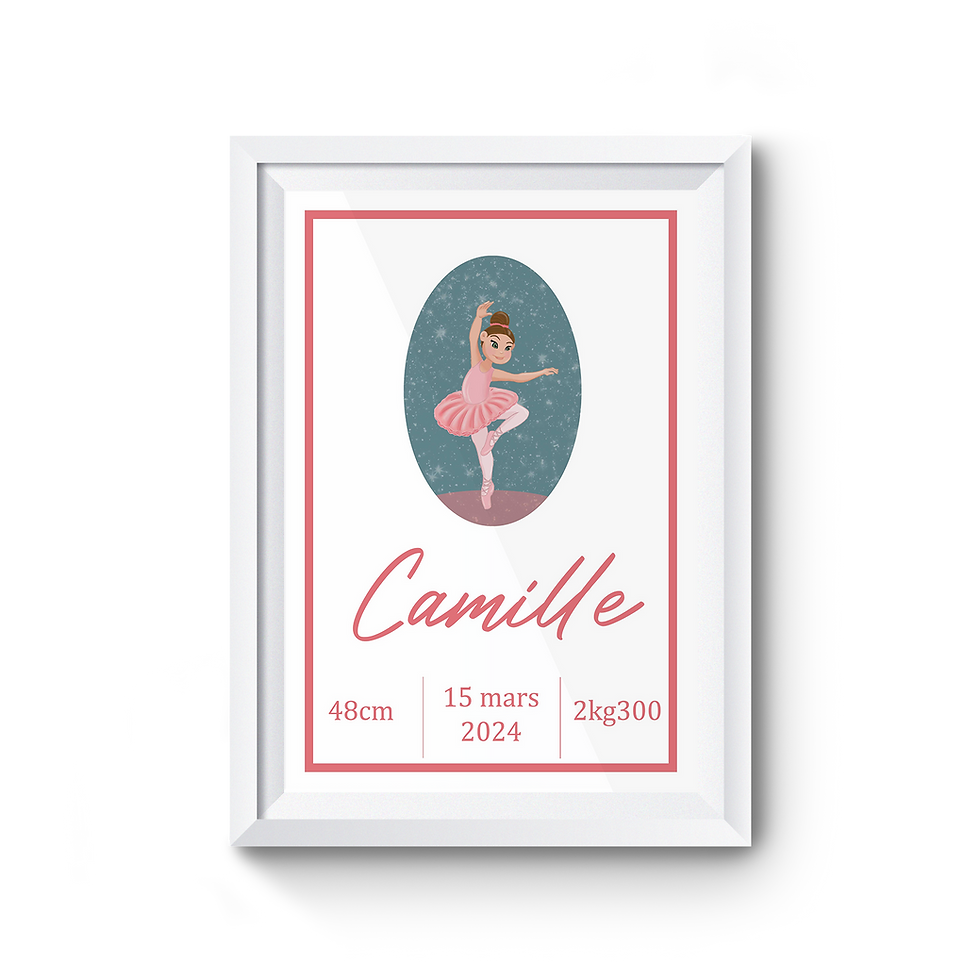 Affiche de naissance personnalisée danseuse