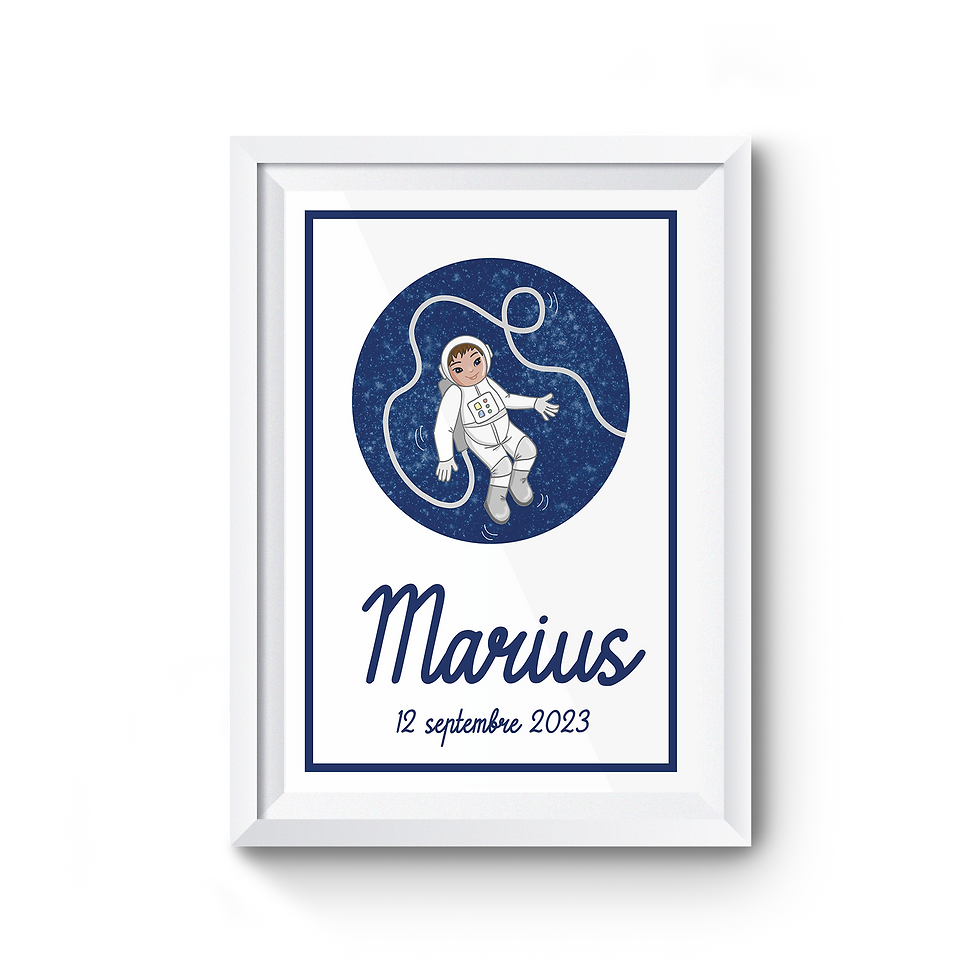 affiche de naissance astronaute personnalisée