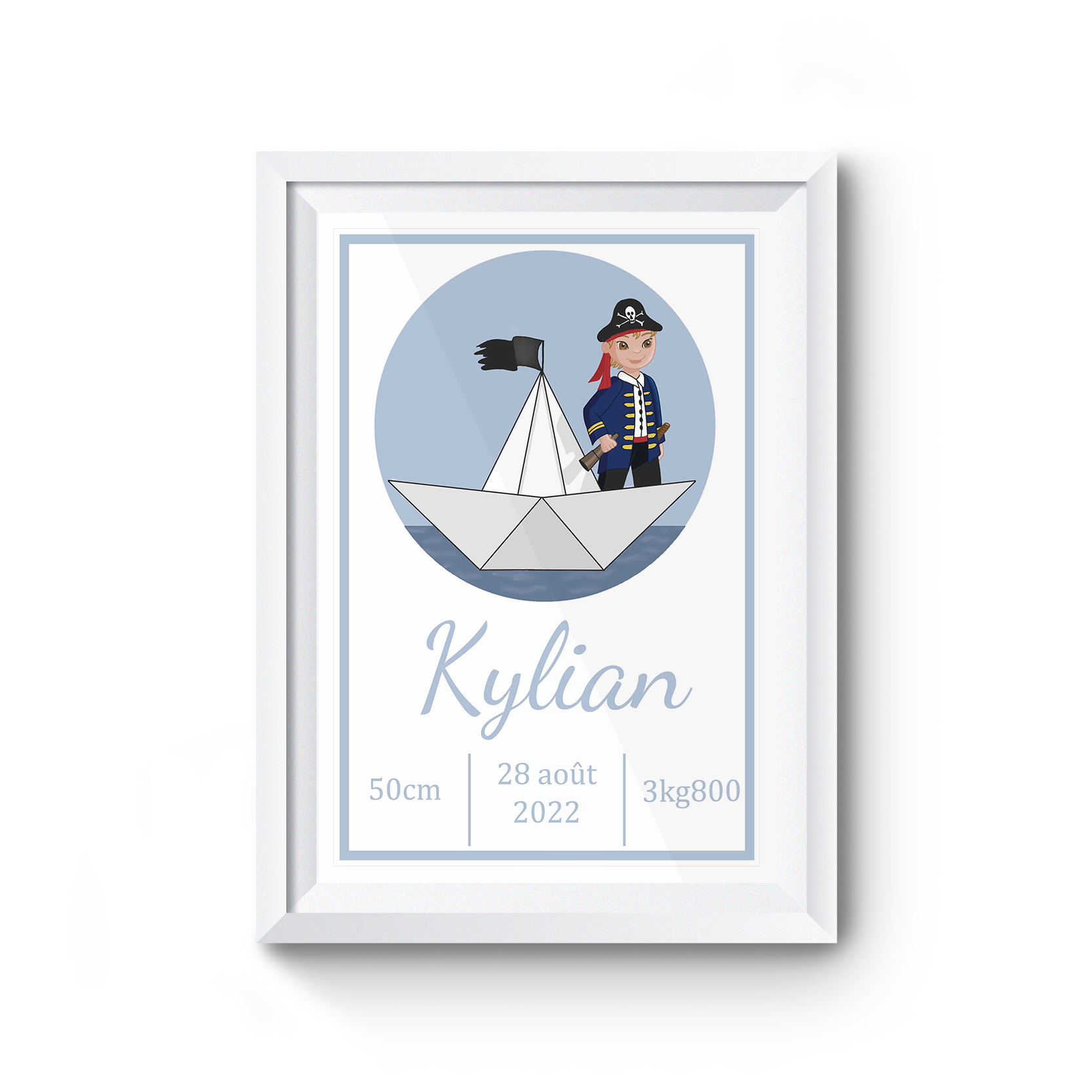affiche de naissance personnalisée pirate