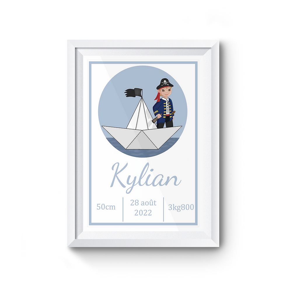 affiche de naissance personnalisée pirate