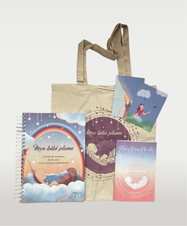 pack mon bébé plume- cadeau de naissance pour bébé prématuré- cahier de naissance et de suivi