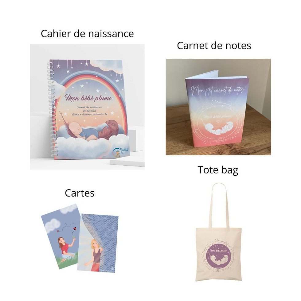 pack mon bébé plume- cadeau de naissance pour bébé prématuré- cahier de naissance et de suivi