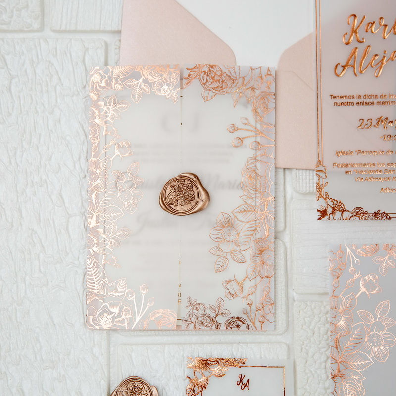 Thumbnail: Floral Foil Vellum Invitation Set