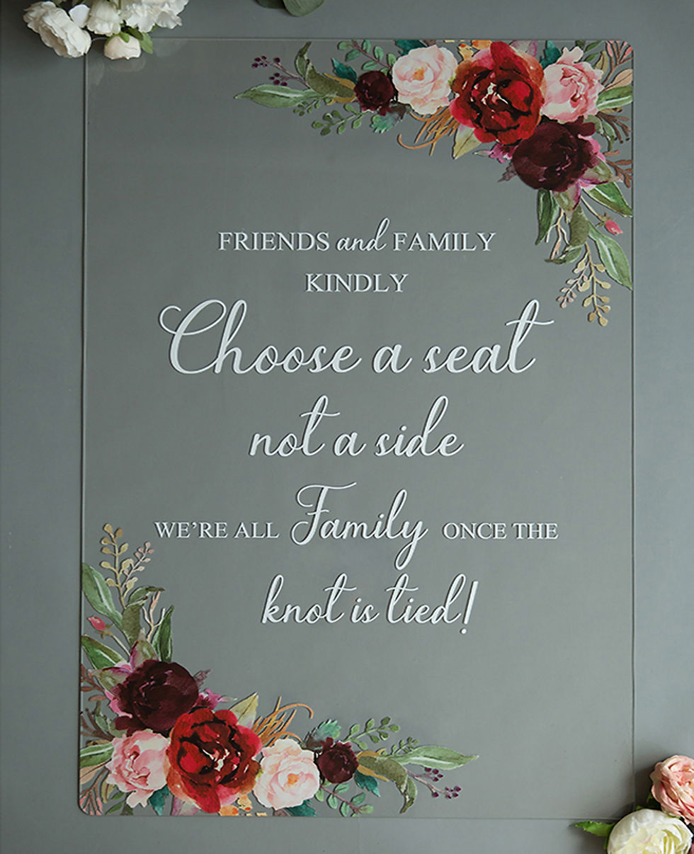 Thumbnail: Acrylic Seating Sign - Choose a seat not a side