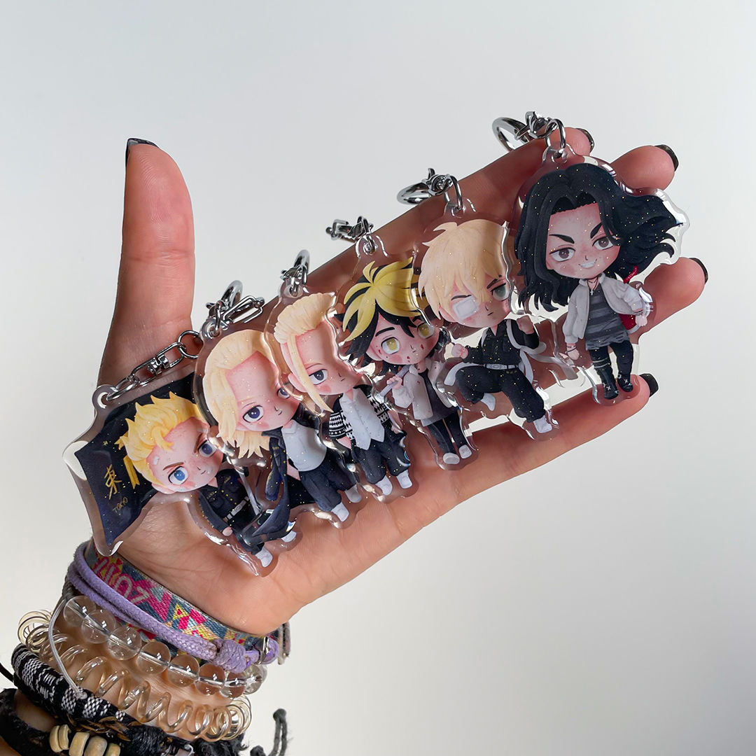 Llaveros acrílicos glitter epoxy banda