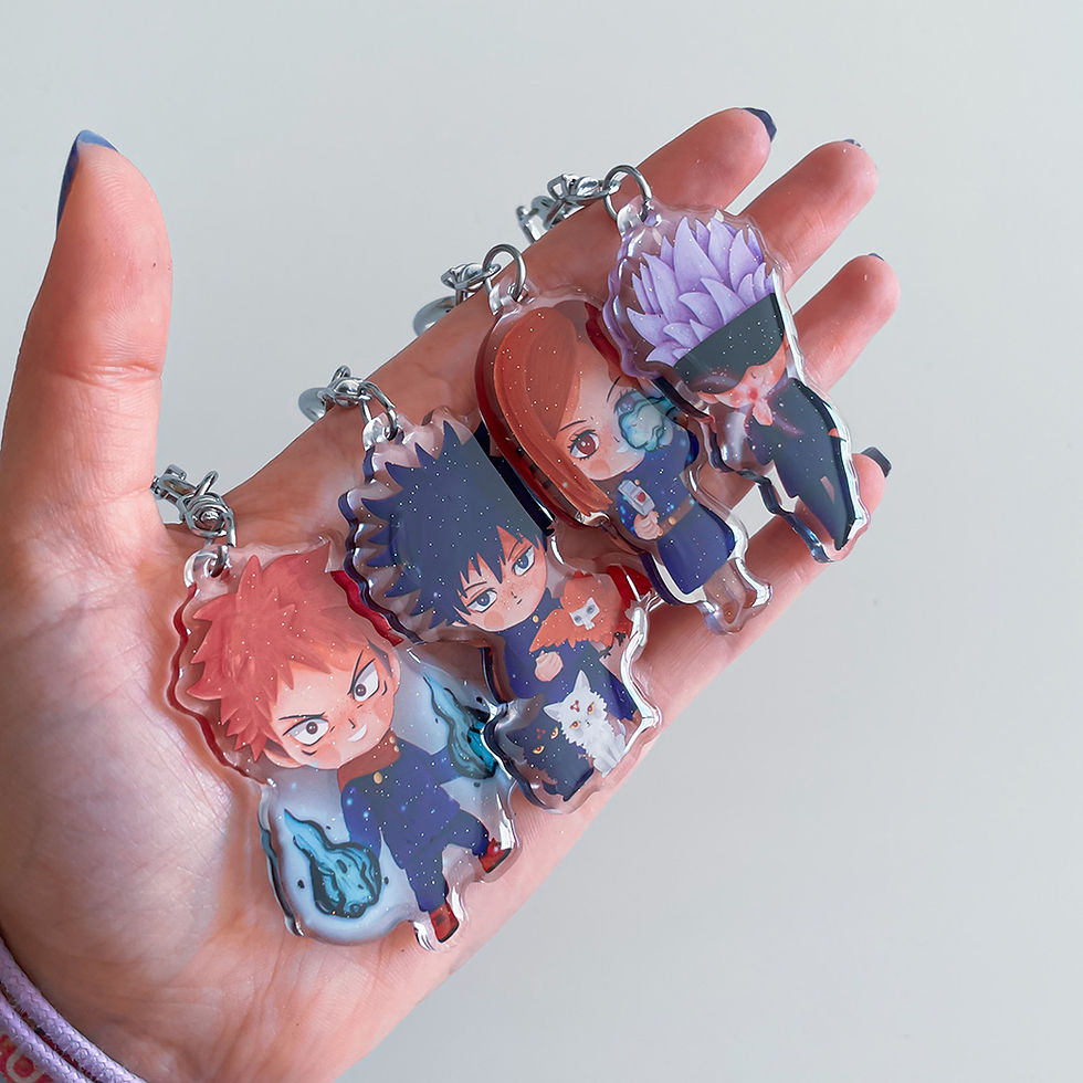 Thumbnail: Llaveros acrílicos glitter epoxy hechiceros