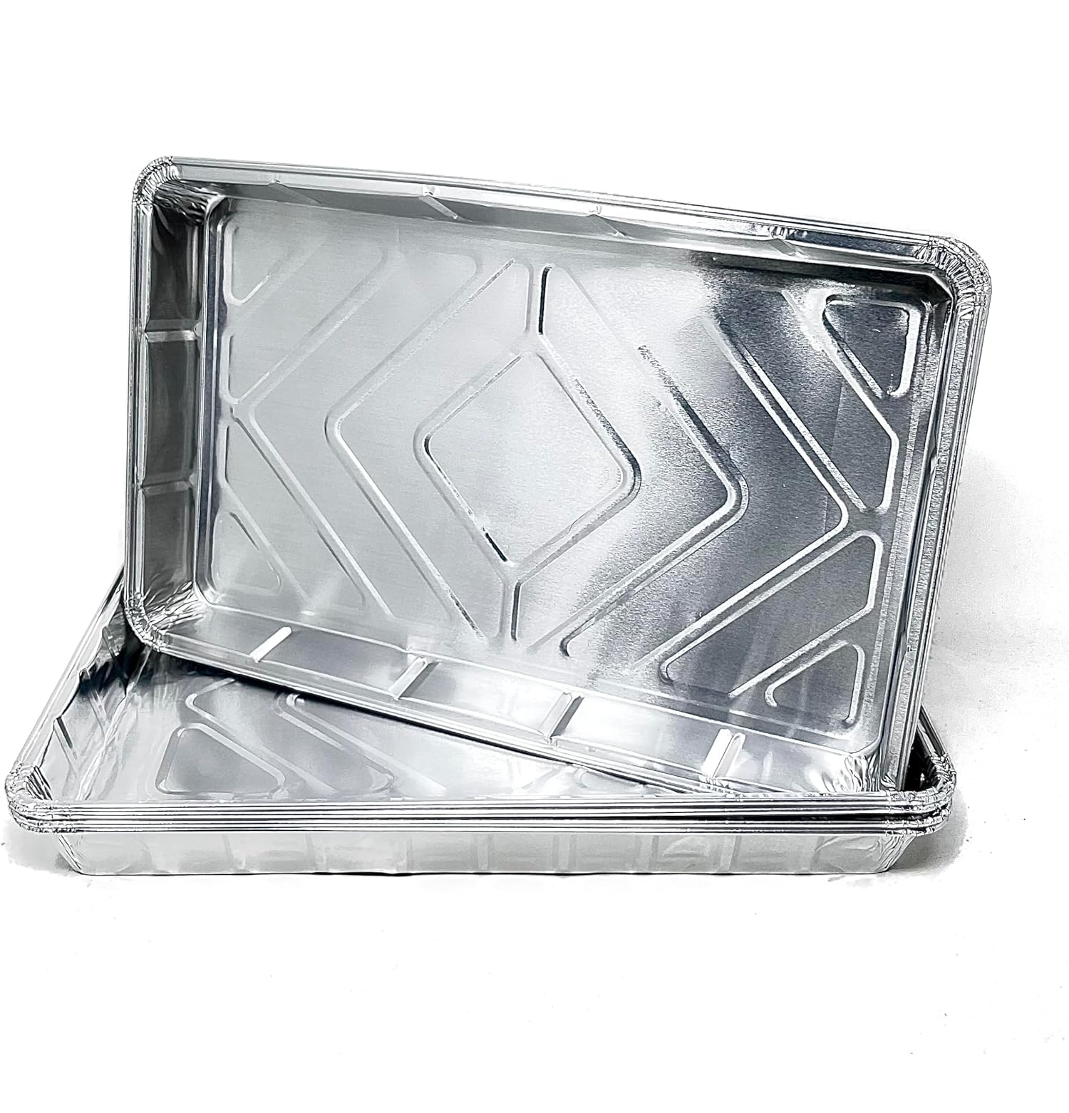 Zwei silberne Alu-Schalen, ideal zum Servieren