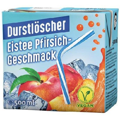 Durstilöcher Eistee Pfirsichgeschmack: 500ml Packung, vegan