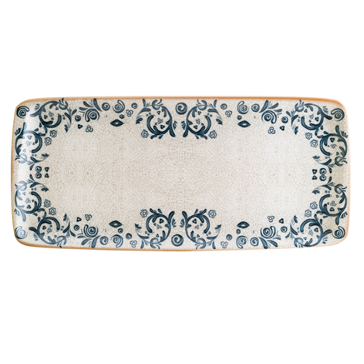 פלטה מלבני בצבע פז' עם כחול וינטו 34 ס"מ .