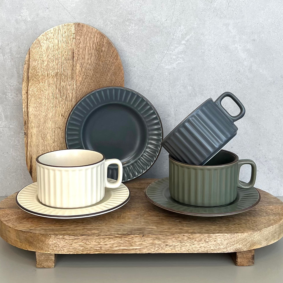 כוסות קרמיקה מחורצות לקפה ולתה