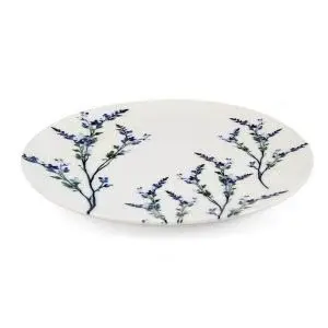 תמונה ממוזערת: סט 6 מנה עיקרית צבע לבן עם פרח לוונדר 26 ס"מ.