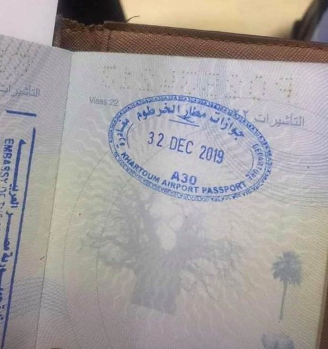 Funny pictures 32 DEC 2019 passport stamp