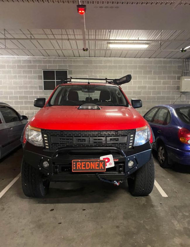 Funny pictures giant red redneck truck