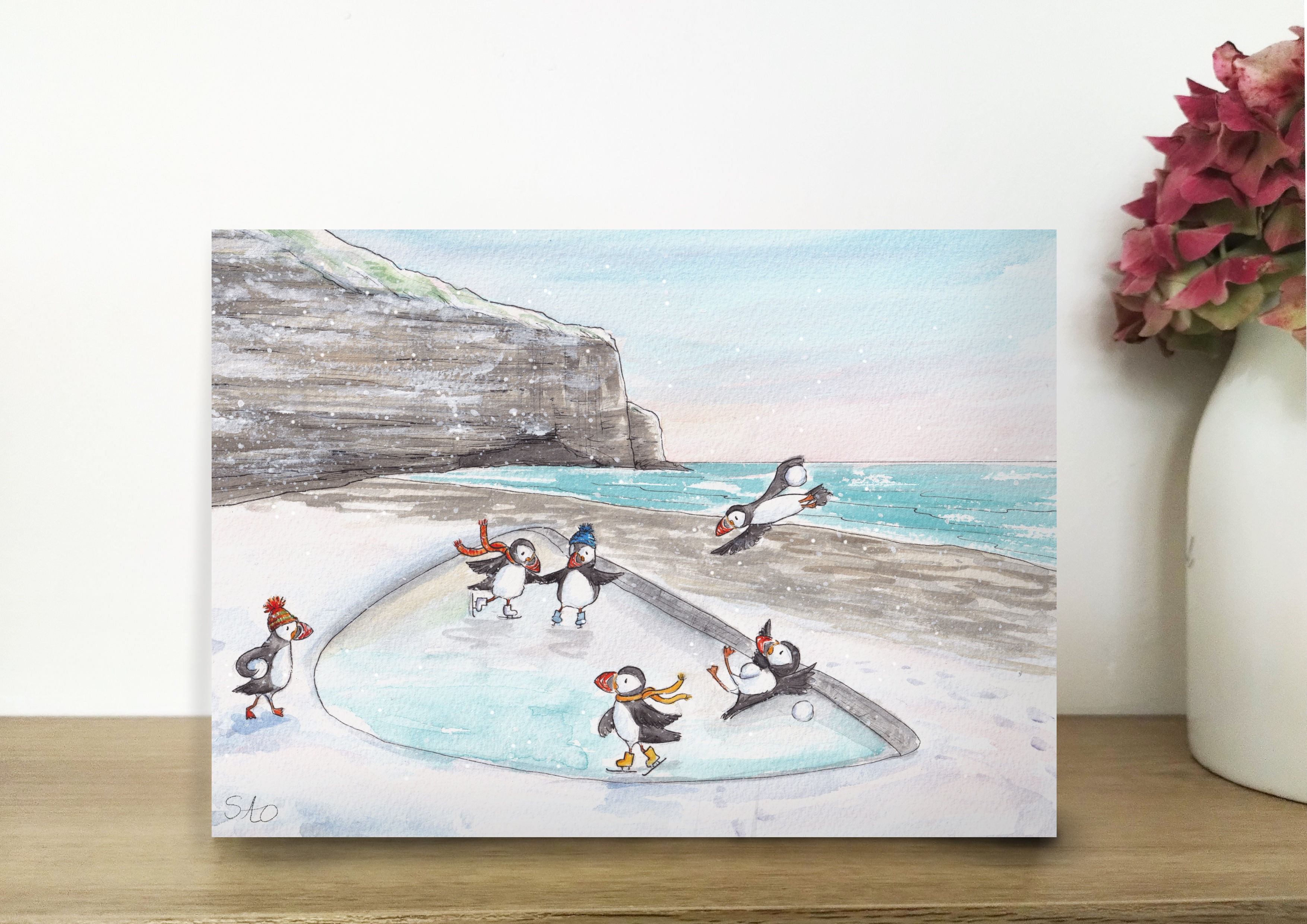 Puffins in the Snow
