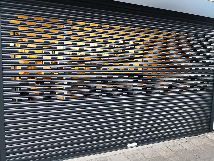 Shutters closed at a shop.