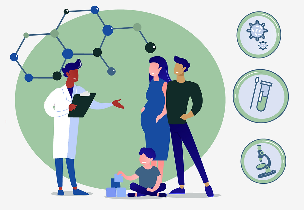 SimpliChek graphic of a doctor talking to a couple about their sexual health and blood collection testing at home.