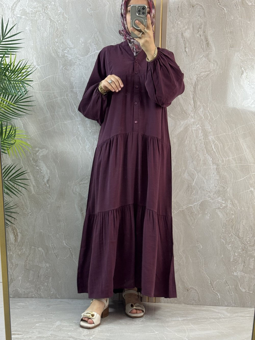 AURA ELBİSE TENCEL MODAL - Bordo - 2502
