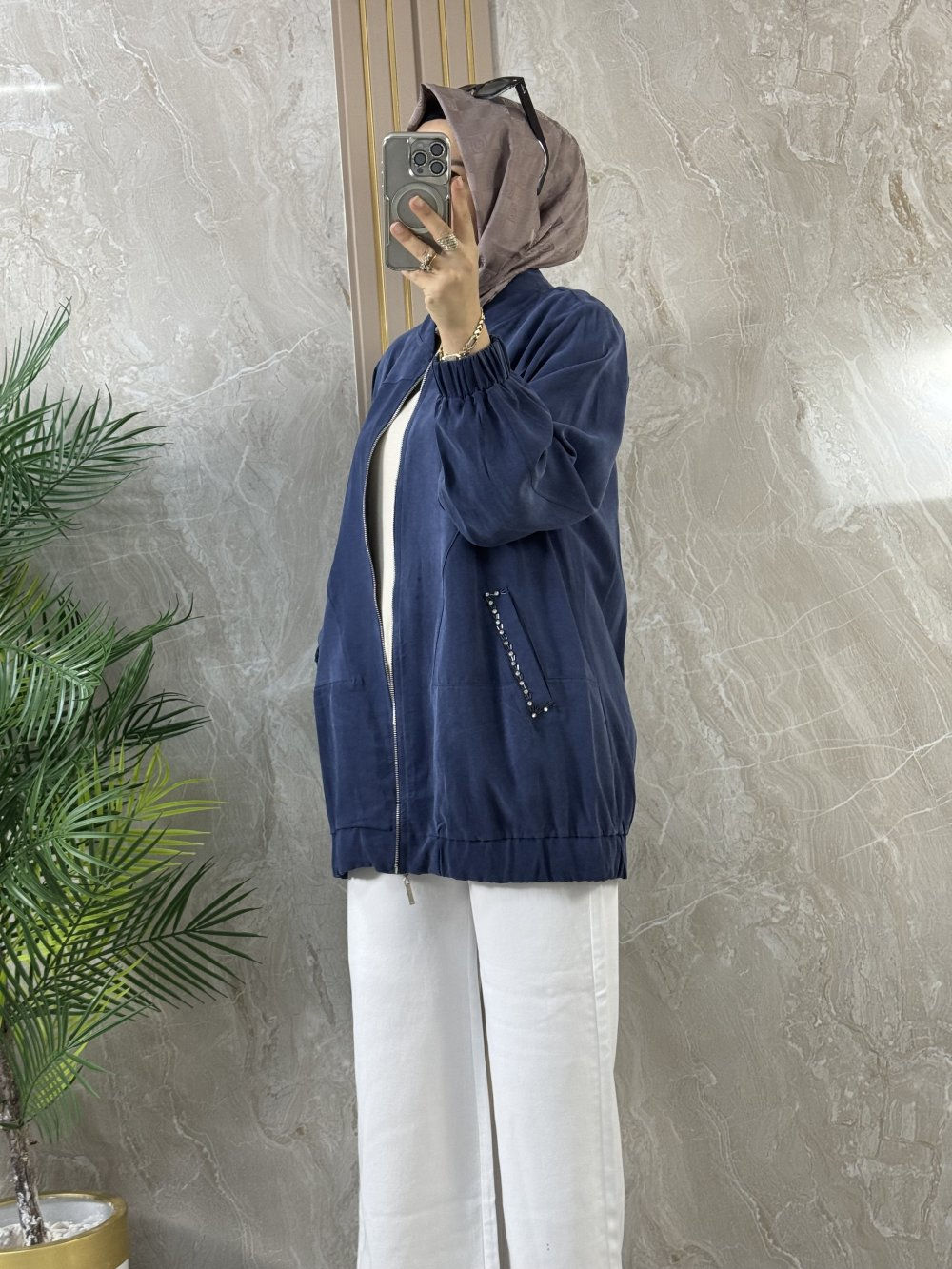 MODAL KUPRA CEKET - Lacivert - 15258