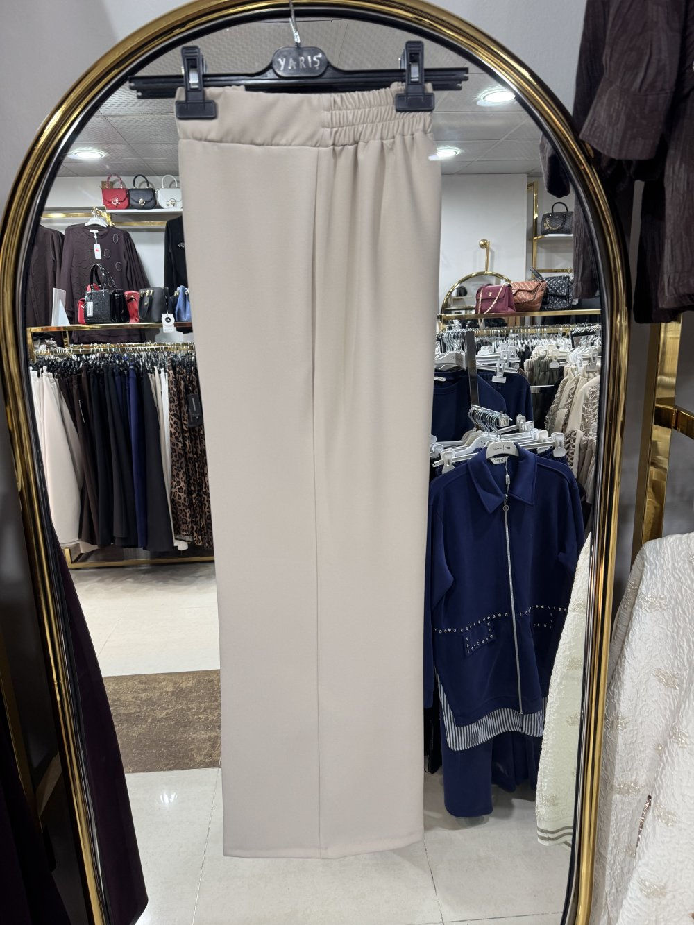 YARIŞ BİLEK BOY BOL PAÇA PANTOLON - Bej - 3211