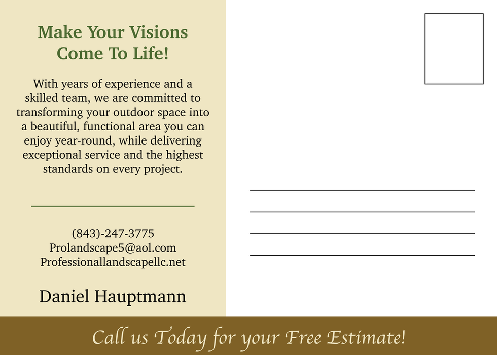 Professional Landscape Postcard Back